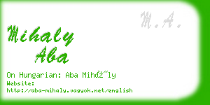 mihaly aba business card